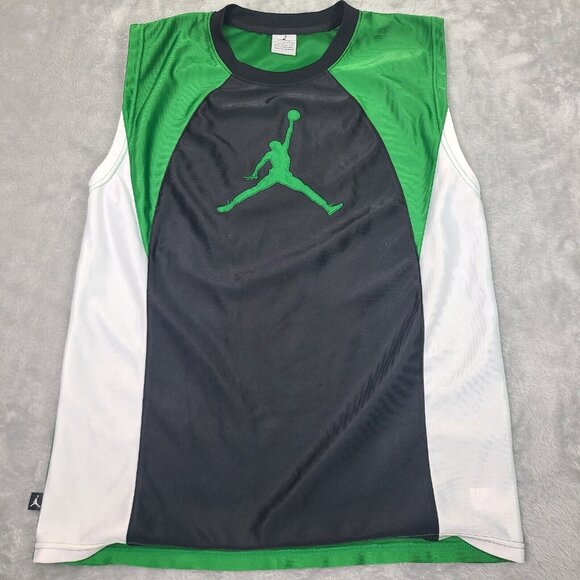 Jordan Other - Nike Air VTG Jordan Jumpman Mens Black White Green V Neck Jersey Size L